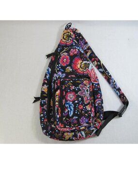 Vera Bradley Foxwood Sling Backpack Crossbody Bag Quilted Floral Fox 19"